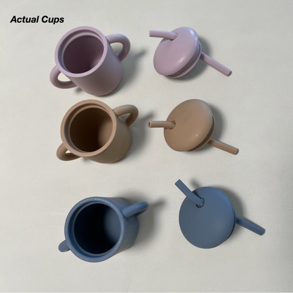 GUC: 3 MUSHIE SILICONE TRAINING CUPS IN LILAC, NATURAL AND TRADEWINDS BLUE (O/S) - Picture 9 of 13